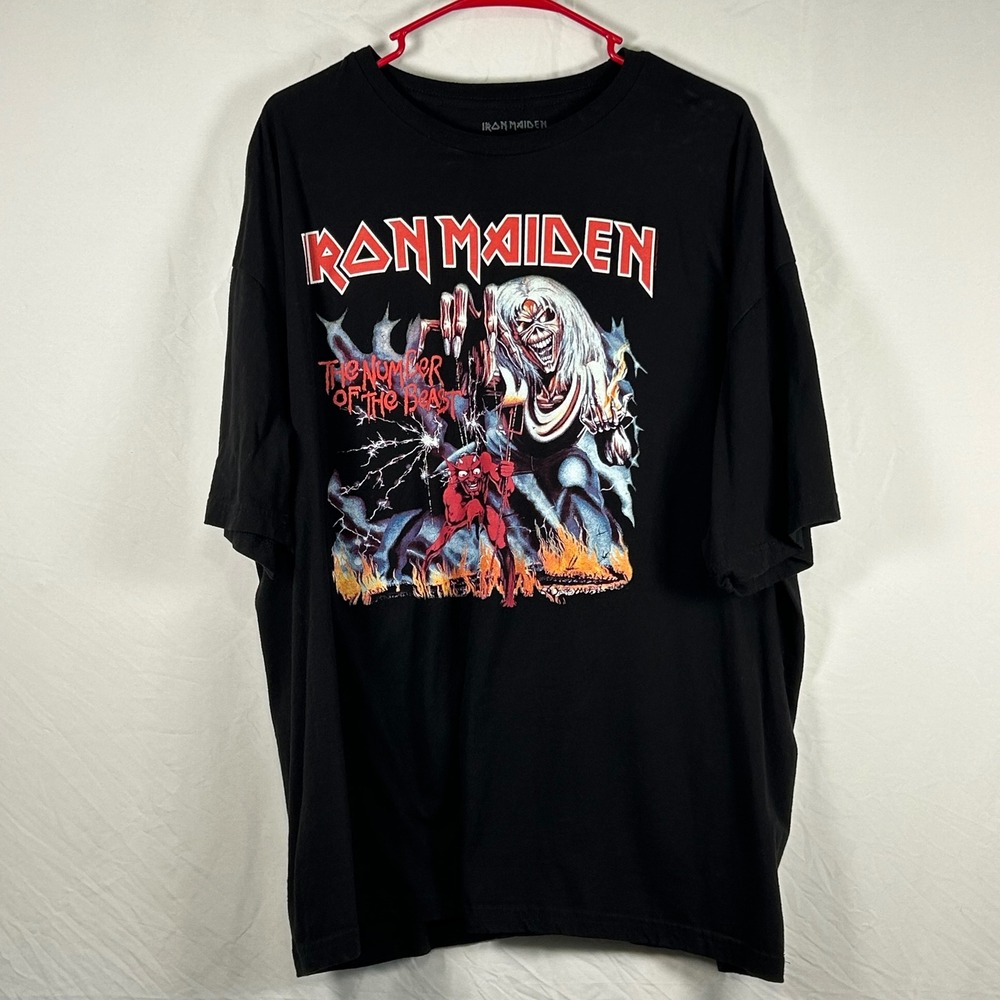 Iron Maiden T-Shirt Mens 2XL Black Number‎ of the Beast Graphic Tee Short Sleeve
